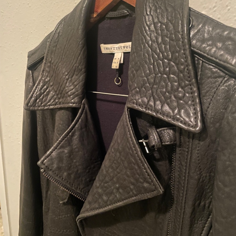 Twenty8Twelve Black Lamb Pebble Leather Moto Jacket